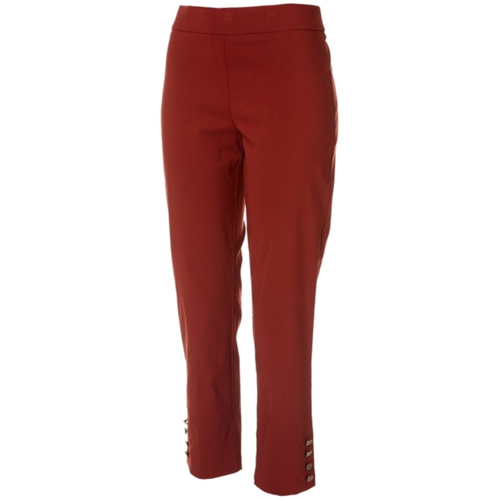 Nue Options 	Women's Pull On Solid Button Hem Capris